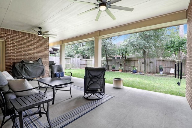 266 Overland Trce, Montgomery, TX 77316 - view of patio featuring a ceiling fan