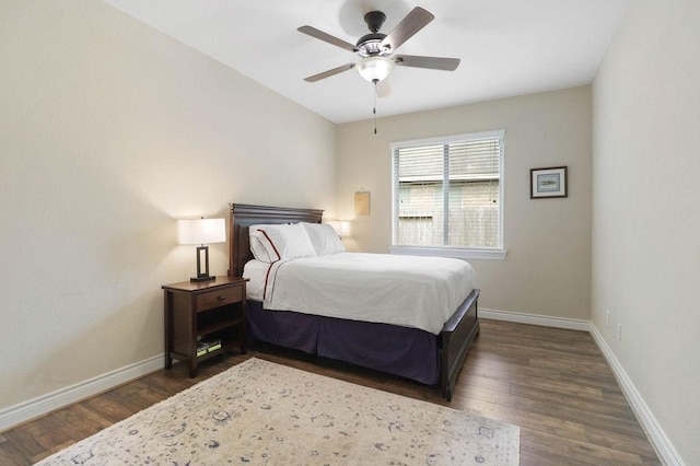 266 Overland Trce, Montgomery, TX 77316 - bedroom with baseboards, wood finished floors, and ceiling fan