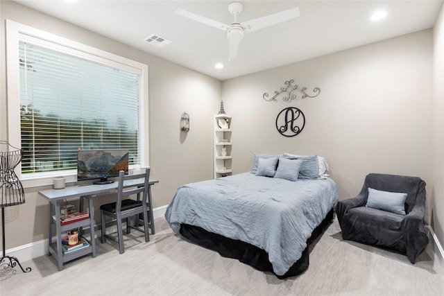 19817 Whispering Creek Trl, Magnolia, TX 77355 - bedroom featuring baseboards, recessed lighting, and a ceiling fan