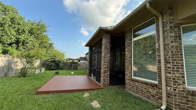 3021 Rocky Point Dr, Pearland, TX 77584 - view of yard with a deck and a sunroom