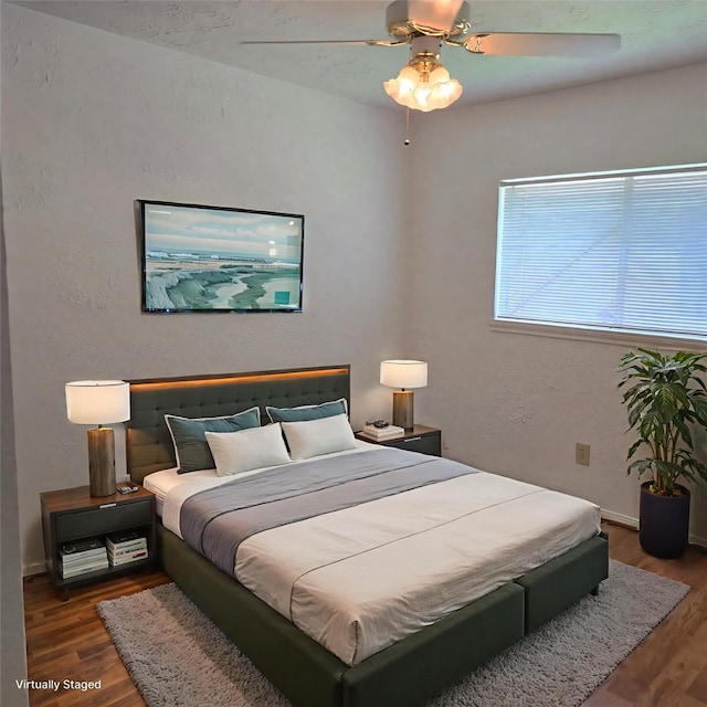 3306 S Greenpark Dr, Houston, TX 77082 - bedroom with wood finished floors and ceiling fan