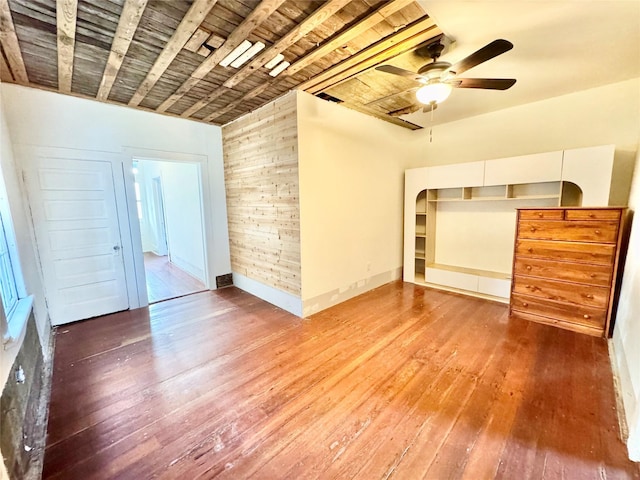1317 Church St, Galveston, TX 77550 - unfurnished living room with hardwood / wood-style flooring, ceiling fan, and baseboards