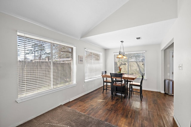 22303 Acorn Chase Dr, Spring, TX 77389 - dining room featuring hardwood / wood-style floors, baseboards, and lofted ceiling