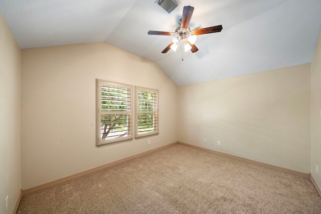 6823 Rosemont Park Ln, Katy, TX 77494 - bonus room featuring carpet flooring, lofted ceiling, a ceiling fan, and baseboards