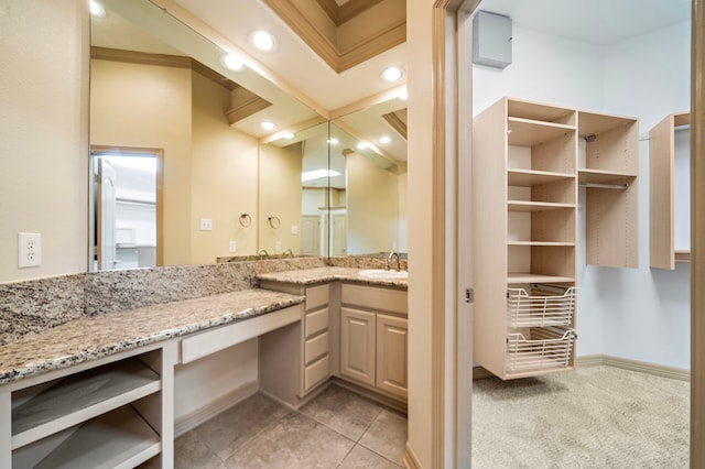 6823 Rosemont Park Ln, Katy, TX 77494 - bathroom featuring vanity, recessed lighting, and tile patterned floors