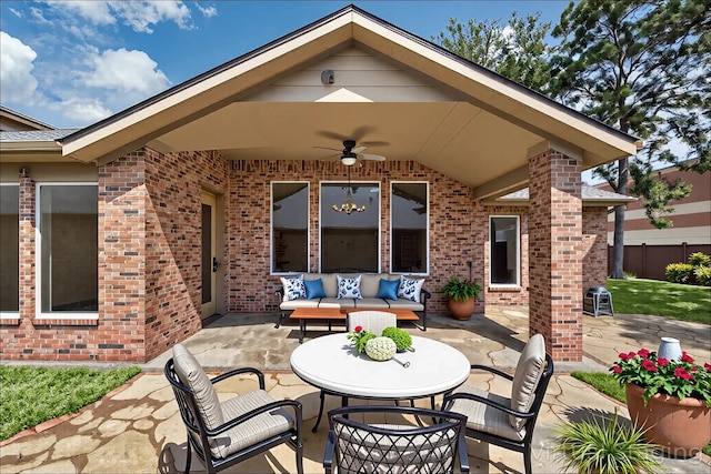 6823 Rosemont Park Ln, Katy, TX 77494 - view of patio / terrace featuring ceiling fan and an outdoor hangout area
