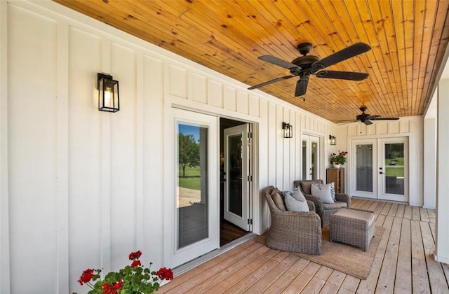 539 Elm St, New Ulm, TX 78950 - deck with french doors and ceiling fan