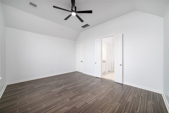 7822 Taronga Ln, Richmond, TX 77407 - additional living space featuring lofted ceiling, ceiling fan, dark wood-type flooring, and baseboards