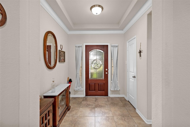 207 Lockridge Hill Ln, Richmond, TX 77469 - foyer with a raised ceiling, baseboards, and light tile patterned flooring