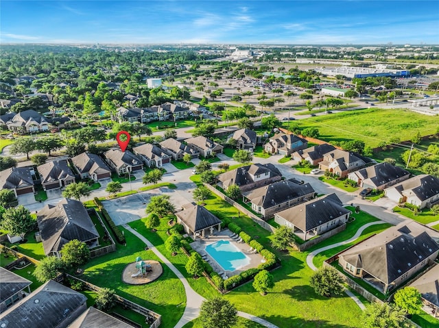 117 Saddle Dr, Houston, TX 77065 - aerial perspective of suburban area with a pool area