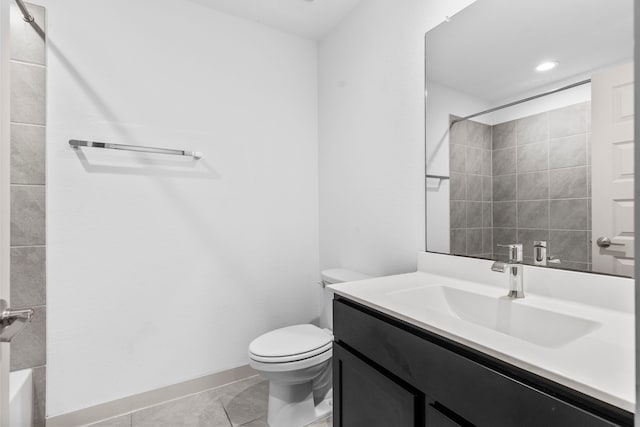7414 Keystone Blossom Trl, Richmond, TX 77407 - bathroom with vanity, toilet, and tile patterned flooring