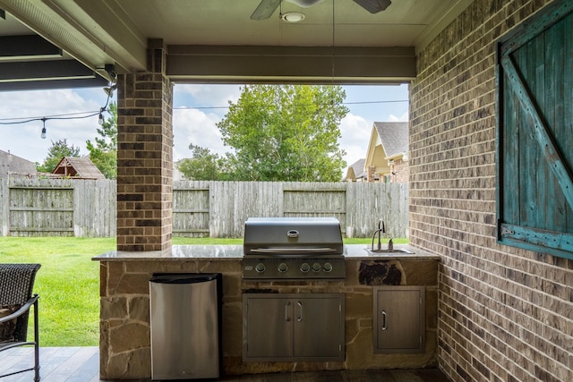 18815 Ellis Bend Dr, Cypress, TX 77433 - view of patio with a ceiling fan and a sink