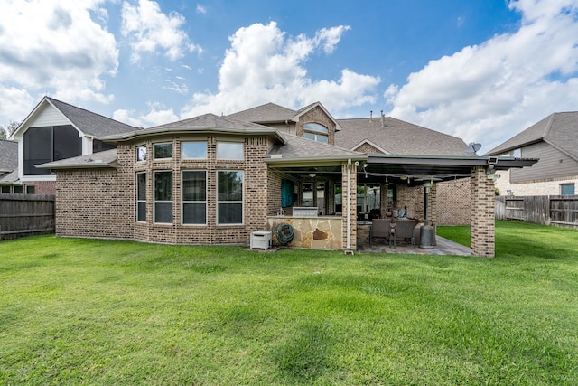 18815 Ellis Bend Dr, Cypress, TX 77433 - rear view of property with a patio, brick siding, roof with shingles, and ac unit