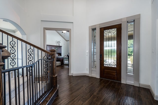 18815 Ellis Bend Dr, Cypress, TX 77433 - foyer entrance featuring baseboards, wood finished floors, and a towering ceiling