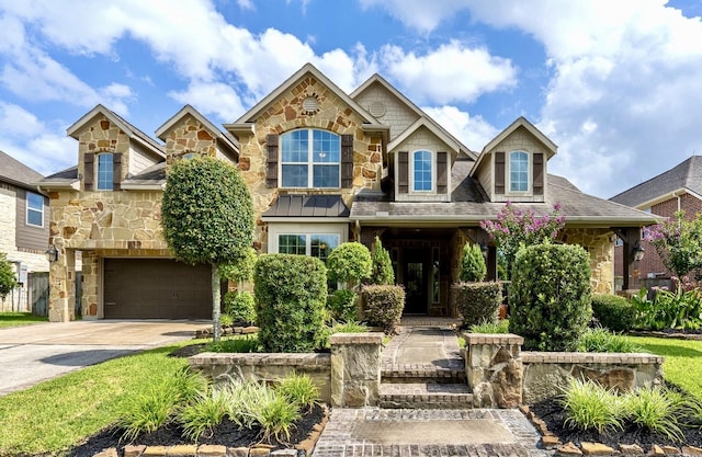 18815 Ellis Bend Dr, Cypress, TX 77433 - craftsman inspired home featuring stone siding, an attached garage, and concrete driveway