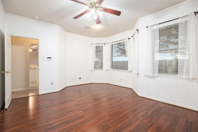 312 Cedar Branch Dr, League City, TX 77573 - unfurnished room with a ceiling fan, crown molding, and wood finished floors