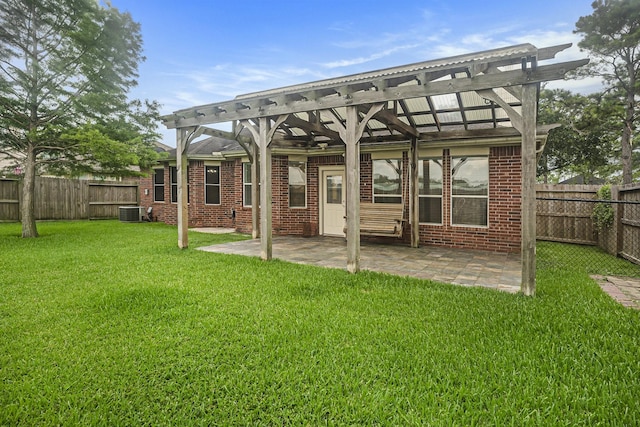 312 Cedar Branch Dr, League City, TX 77573 - back of house featuring a fenced backyard, a patio area, a pergola, and brick siding