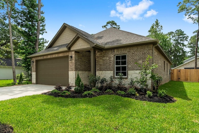 12219 Browning Dr, Montgomery, TX 77356 - view of front of house with brick siding, a garage, concrete driveway, and a shingled roof