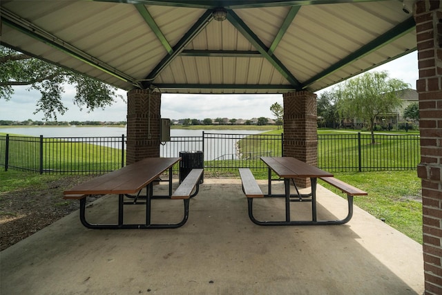 2113 Midway Ct, League City, TX 77573 - view of patio / terrace featuring a gazebo and a water view