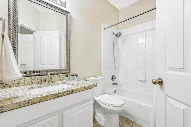 4506 Brazos Bend Dr, Pearland, TX 77584 - bathroom with toilet, vanity, shower / washtub combination, and tile patterned floors