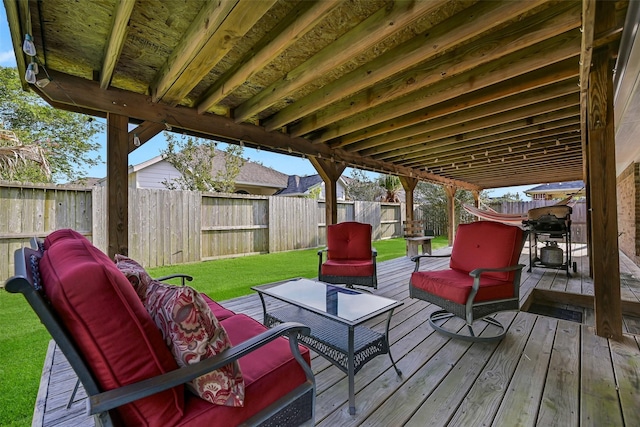 4506 Brazos Bend Dr, Pearland, TX 77584 - wooden deck with outdoor lounge area