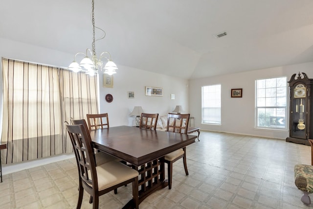 20207 Yellow Canyon Falls Dr, Tomball, TX 77375 - dining space with light floors, lofted ceiling, and a chandelier