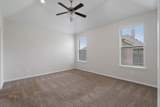 253 Dove Meadow Dr, Conroe, TX 77384 - carpeted empty room featuring baseboards, a ceiling fan, and high vaulted ceiling