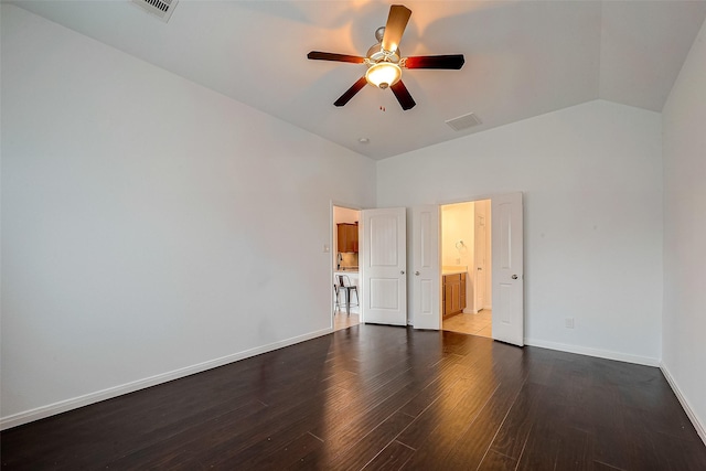 5339 Glenfield Spring Ln, Spring, TX 77389 - empty room featuring a ceiling fan, wood finished floors, baseboards, and high vaulted ceiling