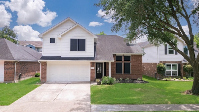 5238 Timber Quail Dr, Humble, TX 77346 - view of front facade featuring brick siding, a garage, and a front yard