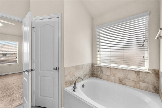2114 Sand Ridge Dr, Texas City, TX 77568 - full bath with a garden tub and lofted ceiling