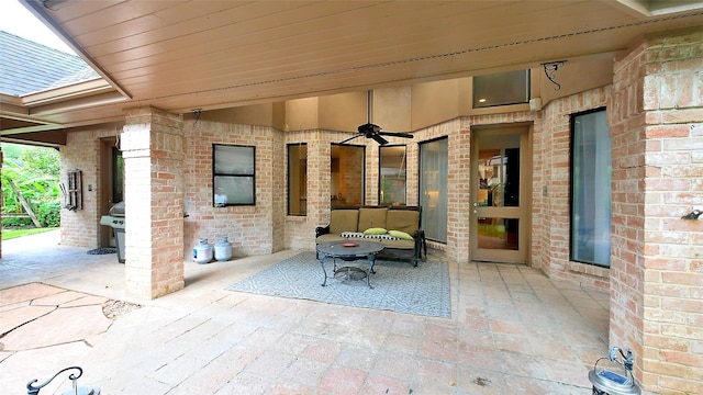 19823 Sunbridge Ln, Houston, TX 77094 - view of patio featuring ceiling fan and an outdoor living space