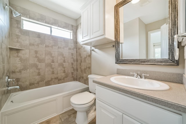 7319 Fair Meadow Ln, Katy, TX 77494 - full bath with vanity, toilet, washtub / shower combination, and tile patterned floors