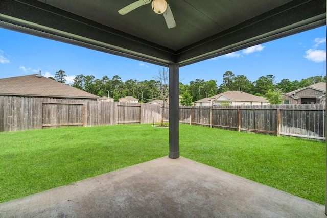 3713 Shady Elk Ct, Conroe, TX 77301 - view of yard with a ceiling fan and a patio
