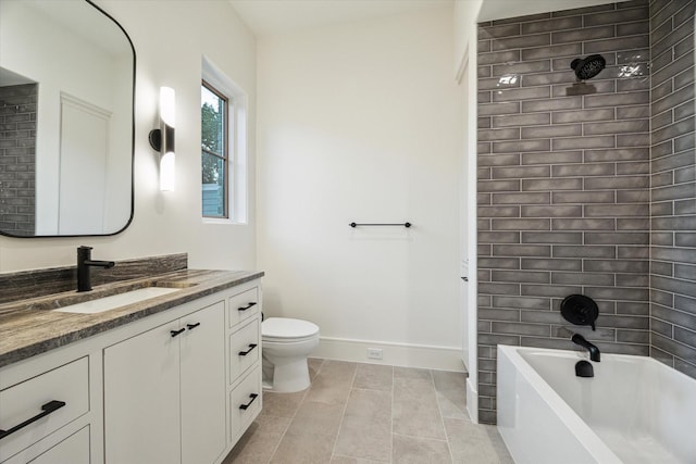 3755 Rice Blvd, Houston, TX 77005 - bathroom with vanity, toilet, baseboards, and tile patterned floors