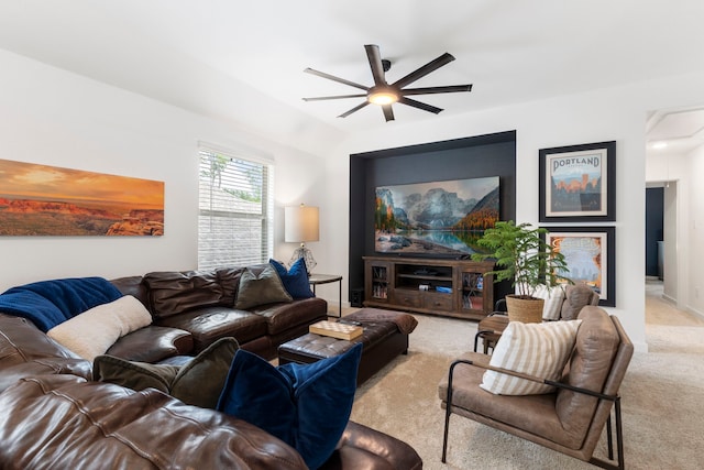 221 Sky Top Dr, Montgomery, TX 77316 - carpeted living room with a ceiling fan