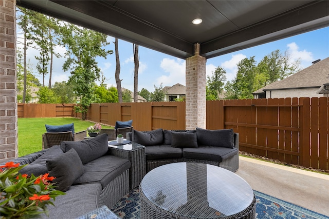 221 Sky Top Dr, Montgomery, TX 77316 - view of patio / terrace featuring an outdoor living space