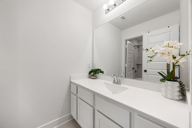 31207 Hastings Creek Ln, Fulshear, TX 77441 - full bath featuring vanity, baseboards, a shower, and tile patterned floors