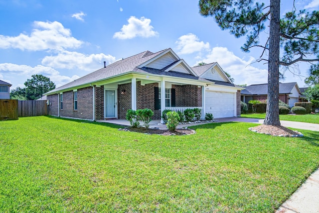 3403 Wheatfield Ct, Pearland, TX 77581 - view of front of home featuring covered porch, brick siding, asphalt driveway, an attached garage, and a shingled roof
