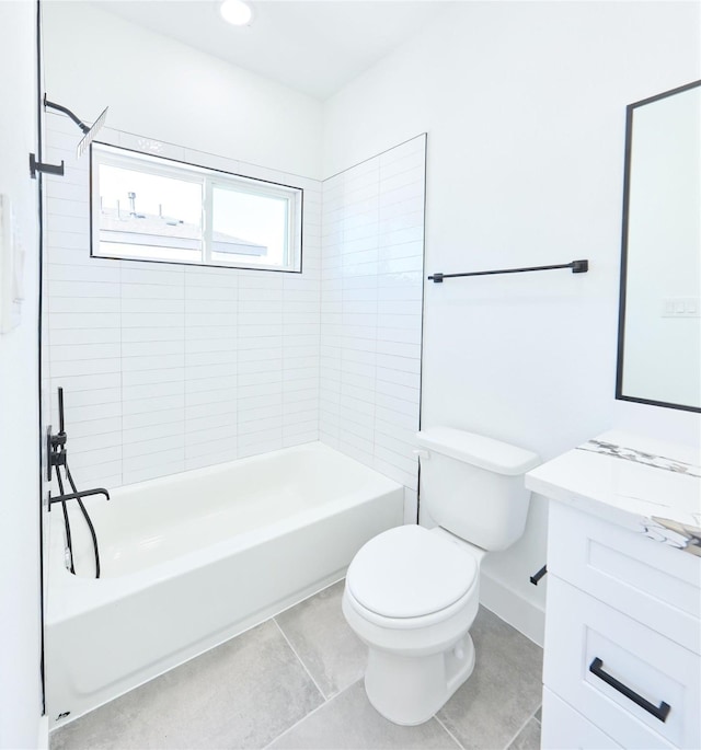 3508 Sauer St, Houston, TX 77004 - full bathroom featuring vanity, toilet, washtub / shower combination, and tile patterned flooring