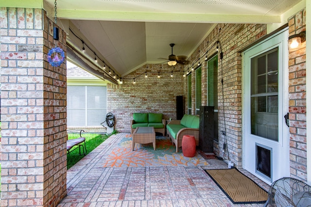 2207 Desert Vine Ct, Sugar Land, TX 77498 - view of patio featuring a ceiling fan and an outdoor hangout area