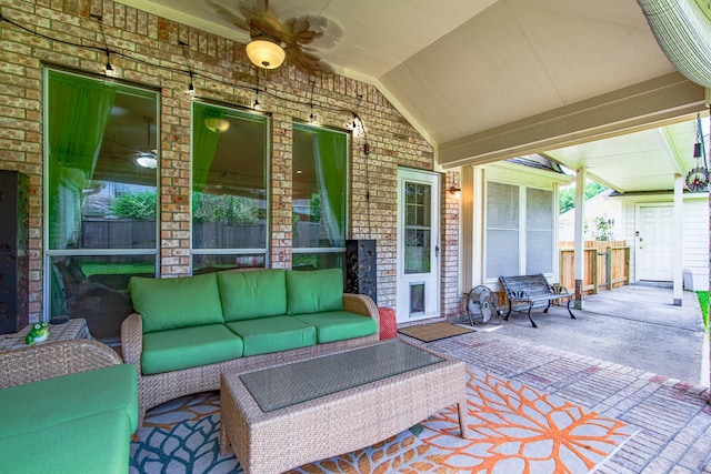 2207 Desert Vine Ct, Sugar Land, TX 77498 - view of patio featuring an outdoor hangout area and ceiling fan