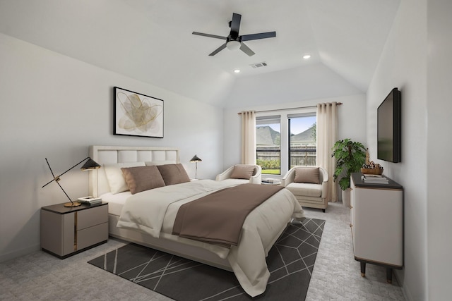 3111 Lantana Trl, Katy, TX 77493 - bedroom featuring carpet flooring, lofted ceiling, recessed lighting, ceiling fan, and baseboards