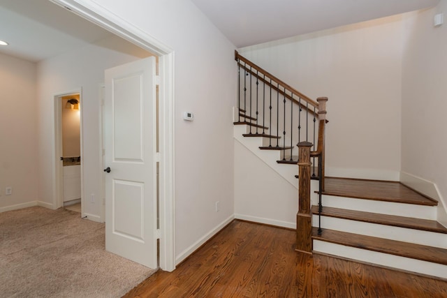 1404 W 26th St Unit C, Houston, TX 77008 - stairs with wood finished floors, baseboards, and recessed lighting