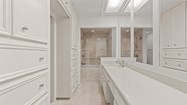 4868 Post Oak Timber Dr, Houston, TX 77056 - bathroom with tile patterned floors, vanity, and recessed lighting