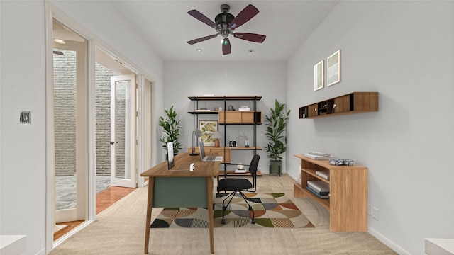 4868 Post Oak Timber Dr, Houston, TX 77056 - office area with light colored carpet, ceiling fan, and recessed lighting