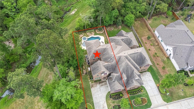 211 Twilight Toast Dr, Conroe, TX 77304 - aerial view of residential area featuring property parcel outlined