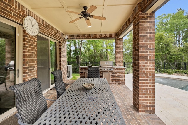 211 Twilight Toast Dr, Conroe, TX 77304 - view of patio featuring ceiling fan and outdoor dining space