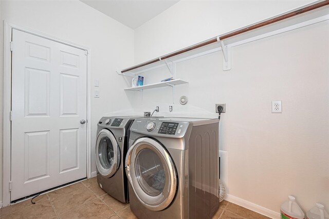 24511 Peroni Dr, Richmond, TX 77406 - washroom with washing machine and dryer, light tile patterned floors, and baseboards