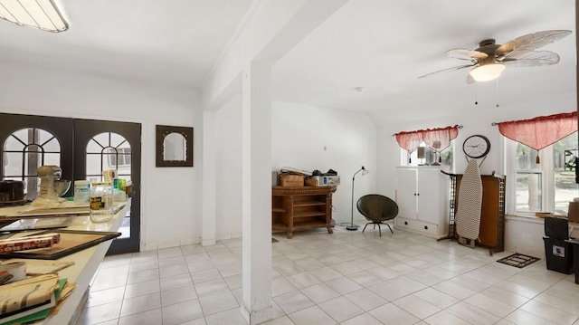 368 Riddle Rd, Cedar Creek, TX 78612 - entrance foyer featuring ceiling fan and tile patterned floors