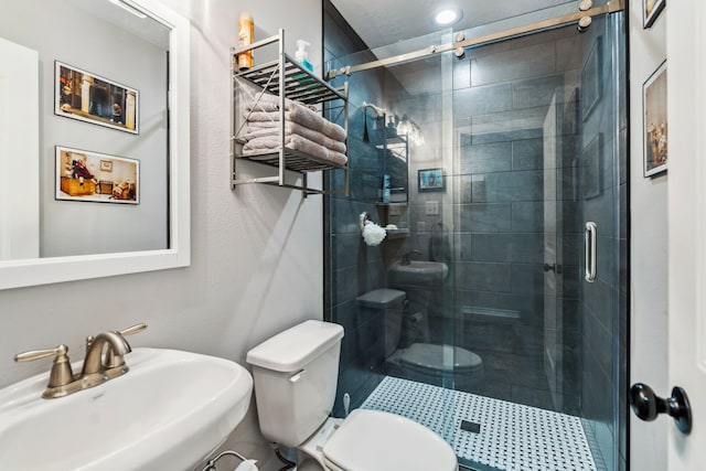 129 Bridgepoint, Onalaska, TX 77360 - full bath with a sink, toilet, and a stall shower